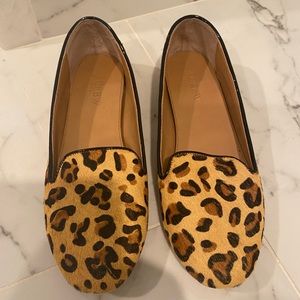 J Crew Cora Leopard Calf Hair Loafers 8.5